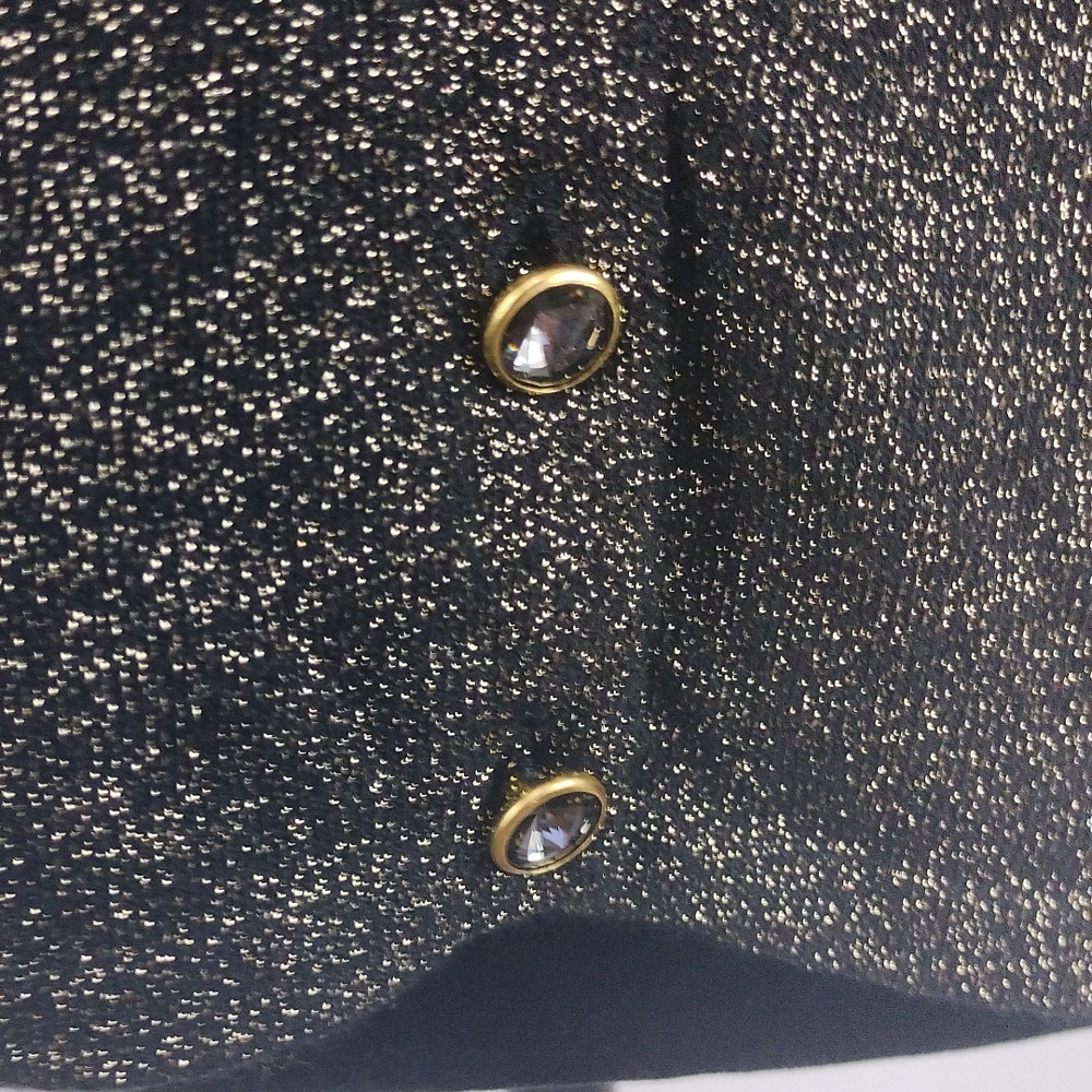 Luxe By Carmen Marc Valvo Gold Metallic Cardigan - Picture 6 of 9